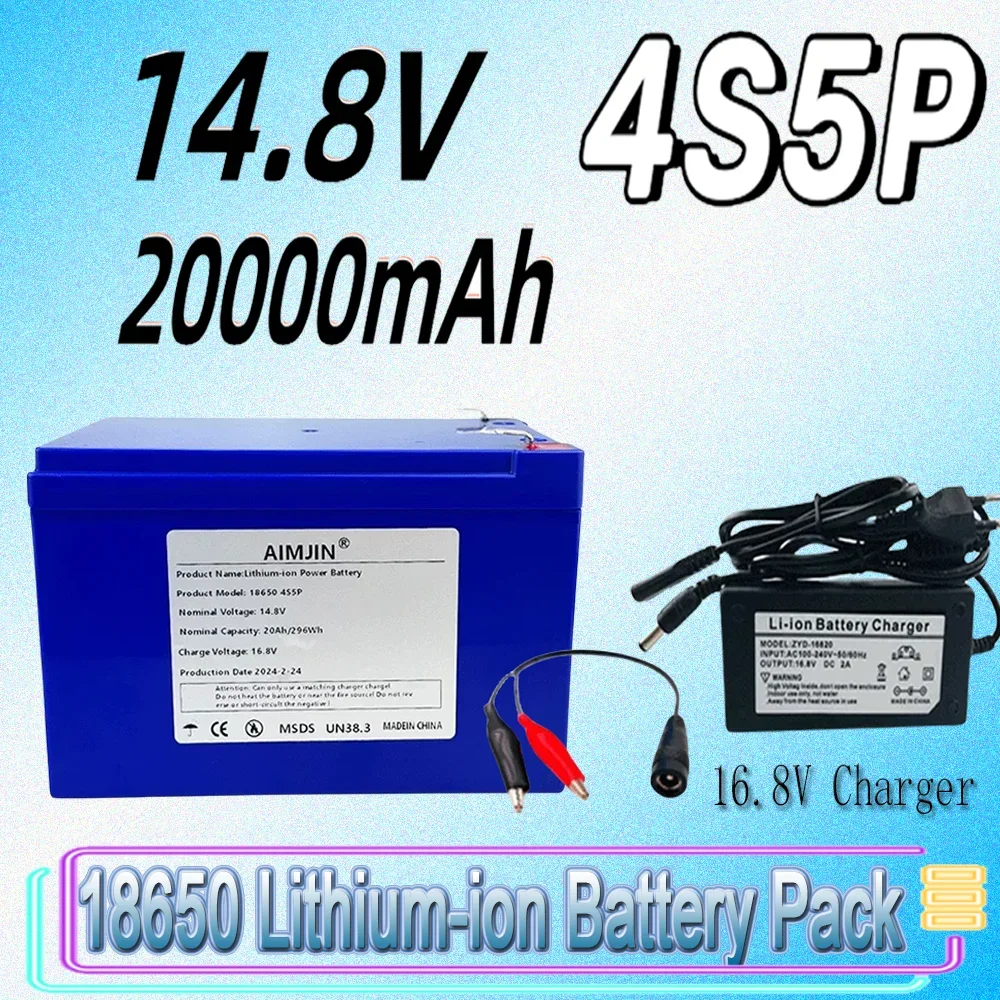 

4S5P 18650 14.8V 20Ah Lithium-ion Battery Pack Built-in BMS Suitable for 16.8V Equipment, High-power Inverter, Tourist Car Solar