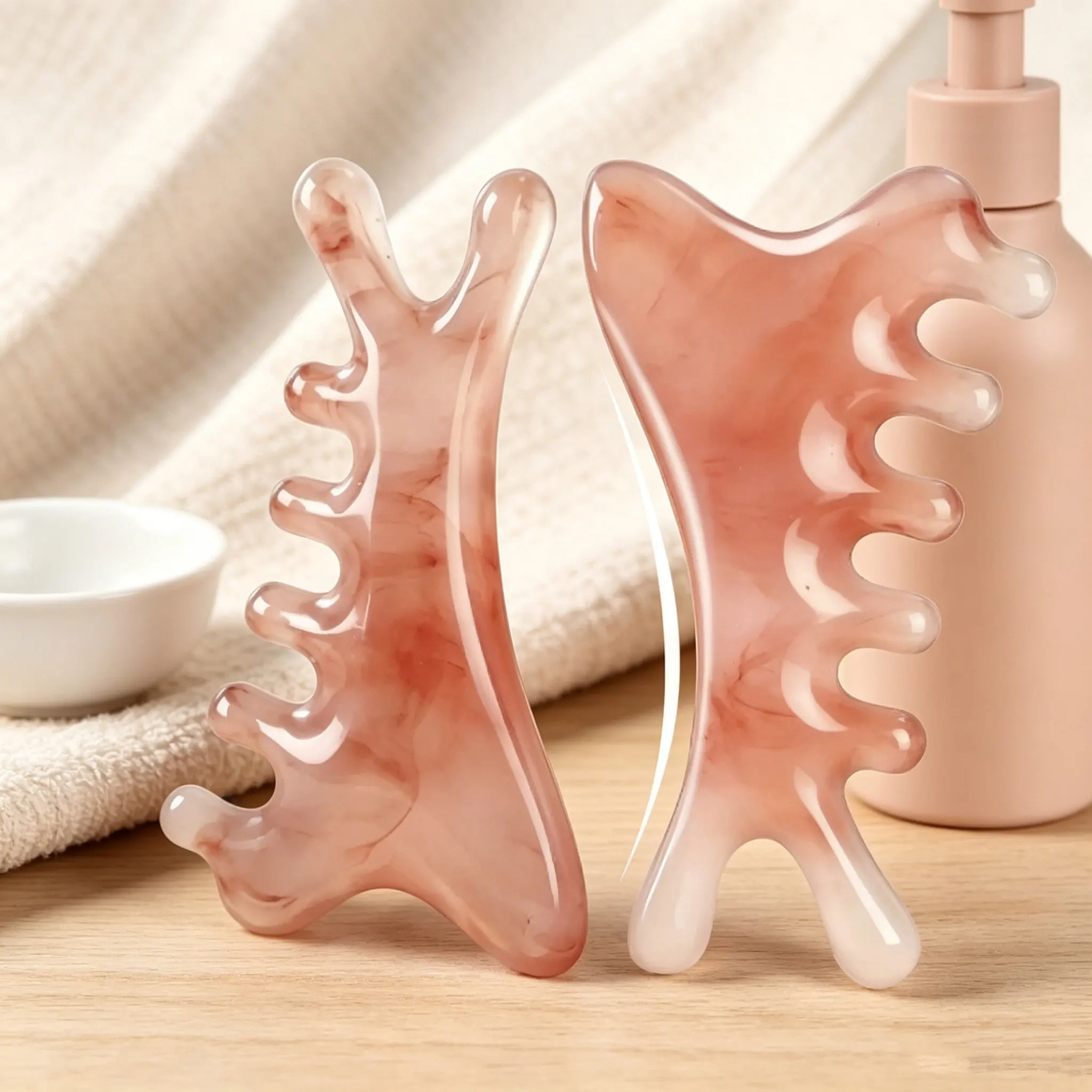 Instrument de massage facial 4-en-1 pour le visage, le cou et les yeux, peigne de raclage des méridiens et outils de soin de la peau