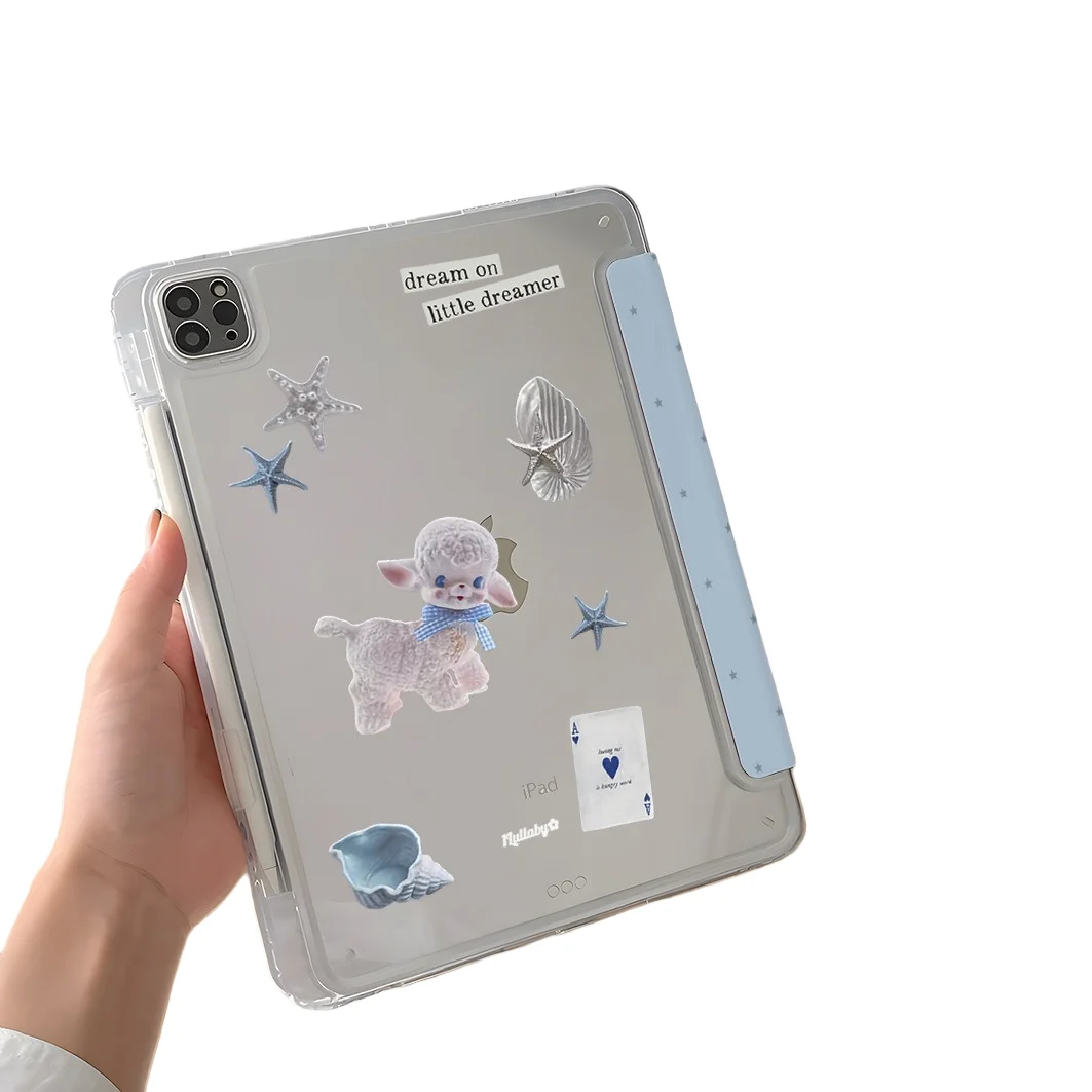 

Poker Lamb Pen Slot Tablet Case For Mini 7 6 iPad Pro 2024 2022 2021 2020 2019 2018 2017 11 10 9 8 7 6 5 Air7 6 5 4 3 2 1 Cover