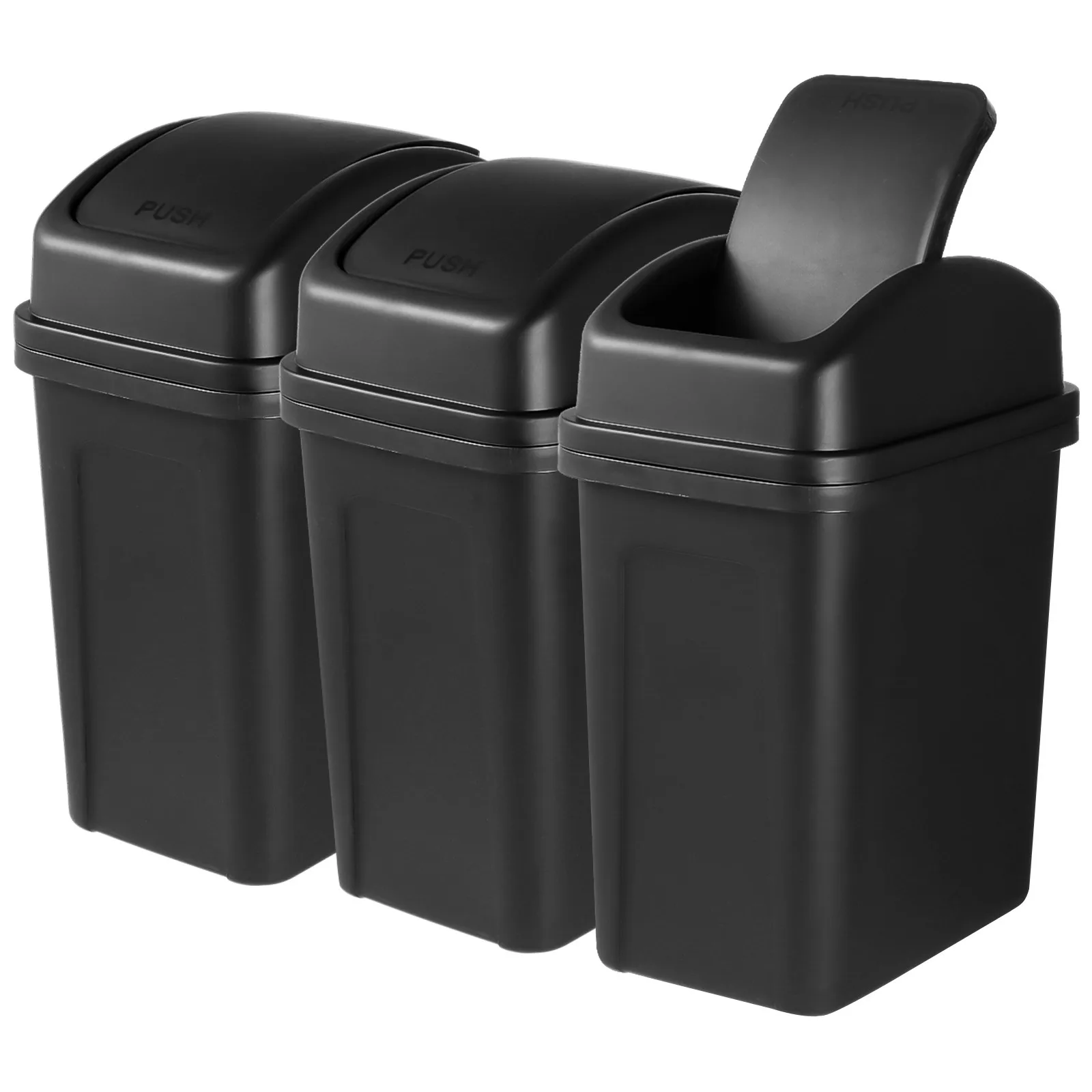 3Pcs Plastic Trash Cans 4.5 Gallons Garbage Cans Slim Swing Top Trash Cans Lidded Garbage Cans Plastic Trash Cans For Kitchen