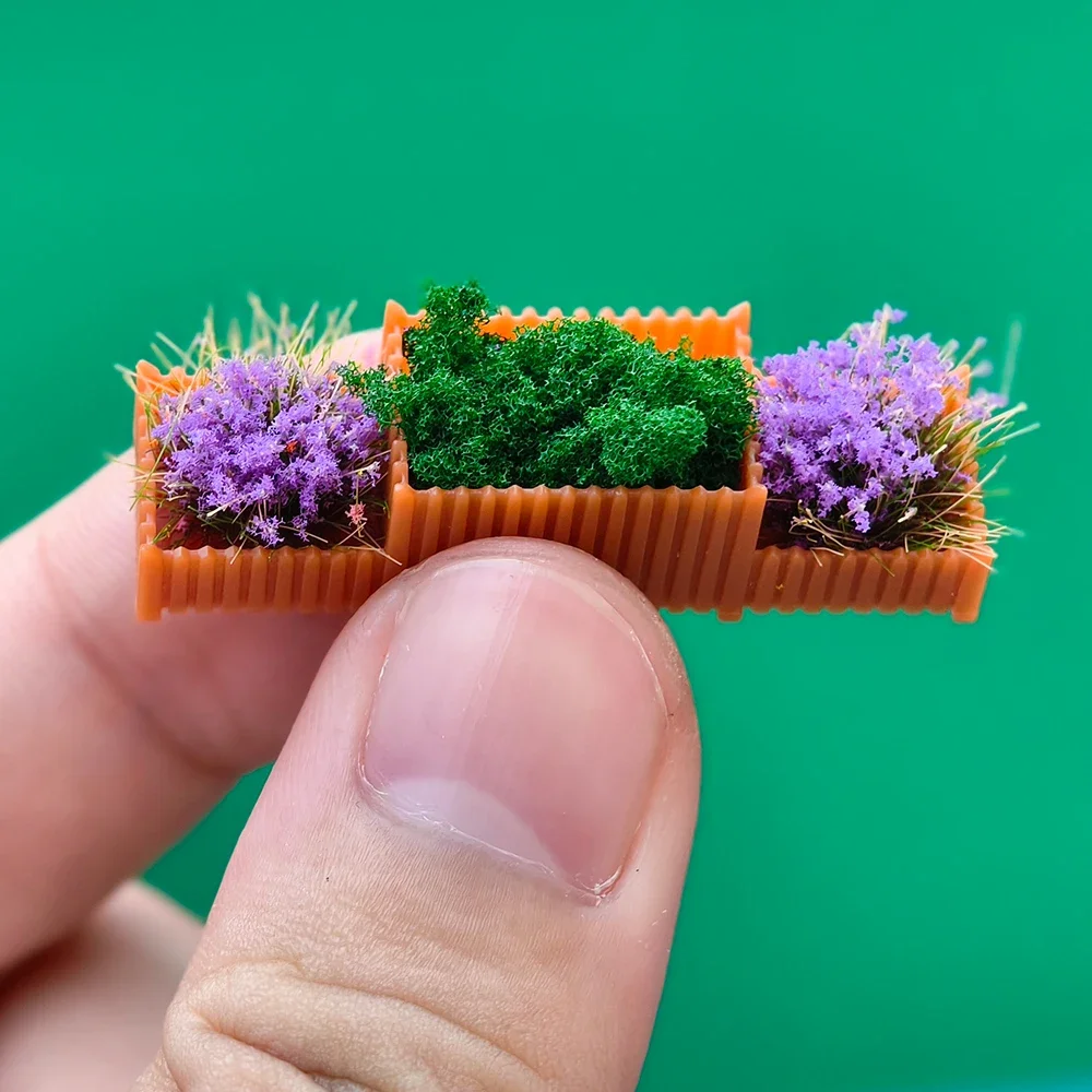 2 Stück Mini-Blumenbetten, Modell, künstliche Pflanzen für DIY-Modellherstellung/Mikrolandschaft/Sandtisch, Gartendekoration/Diorama