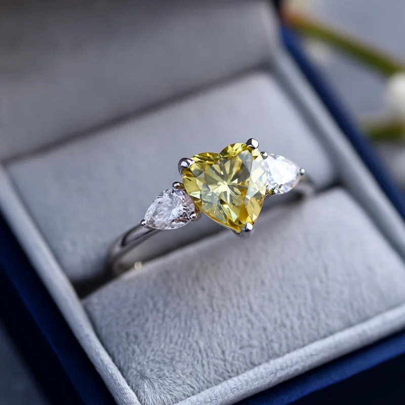 

SGARIT в форме сердца, лимонный кварц, стерлинговое серебро 925 пробы, натуральный топаз, драгоценный камень, обручальное ювелирное кольцо 8,5 мм