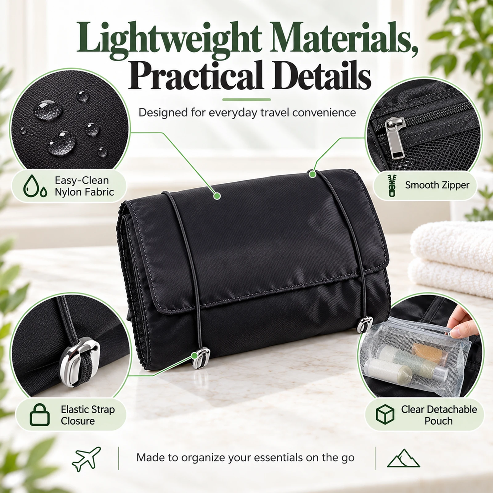 Multi-Color Cosmetic Bag Makeup Organizer Wear-Resistant Premium Toiletry Portable Cosmetic Storage Case for Daily Use Home Outdoor Business Trip - view 6