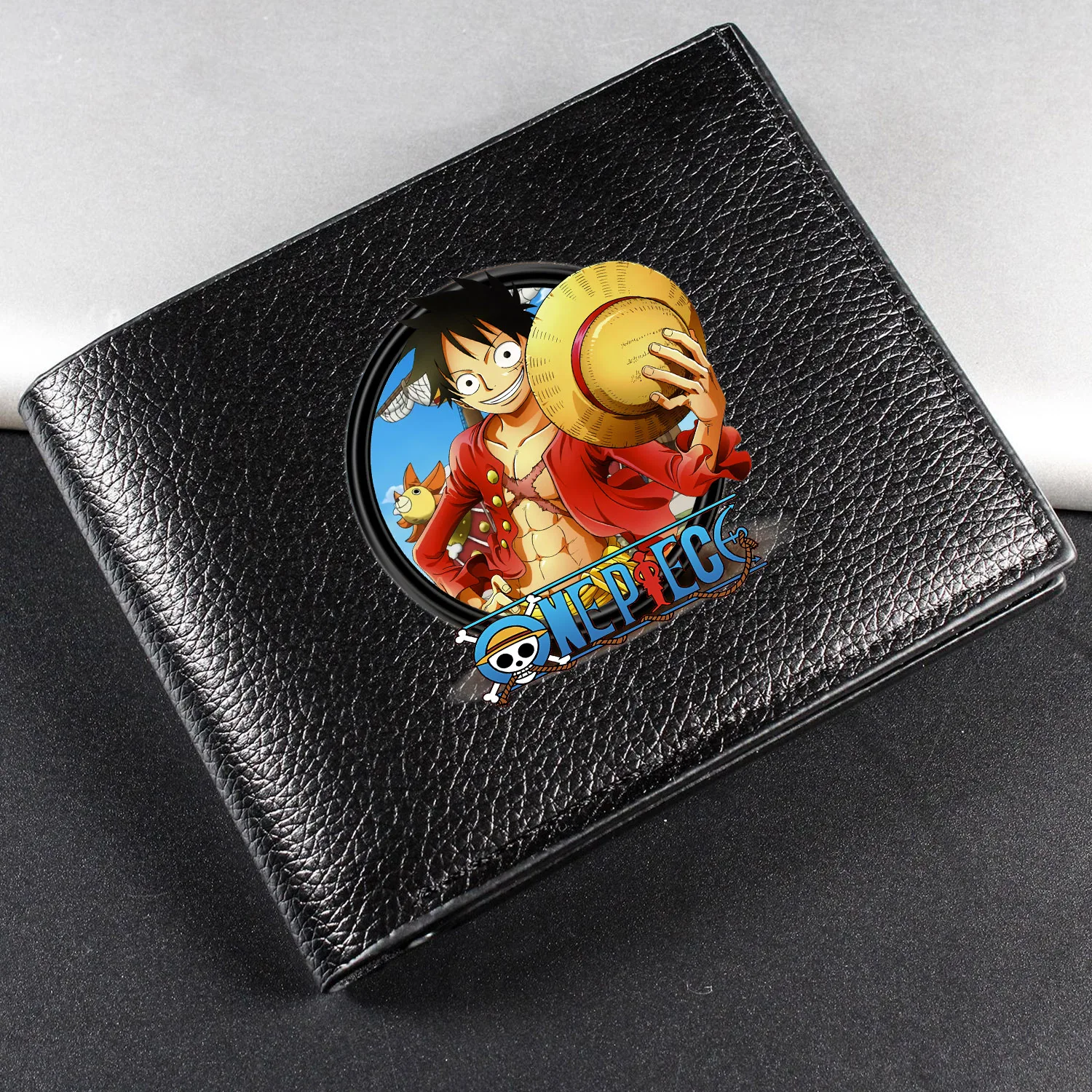 

One Piece Black Short Wallet Anime Bag Cartoon Man Pu Leather Coin Credit ID Card Billfold Foldable Storage Purse Busine Wallets
