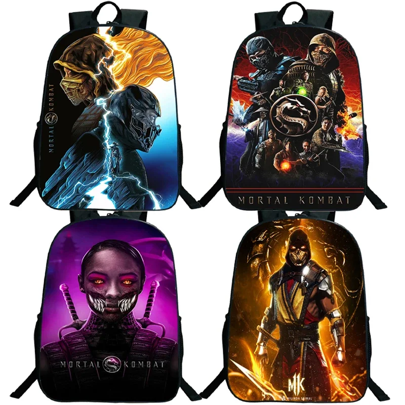 16 Inch Mortal Kombat Backpack Large Capacity School Bags Teenager Laptop Backpacks Cool Graphic Printed School Rucksack Mochila