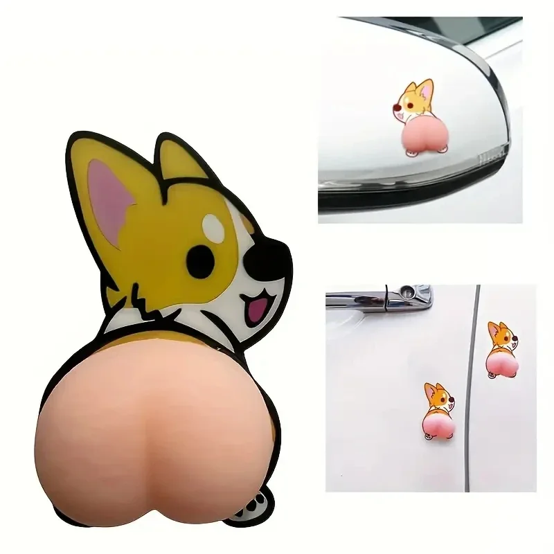 2Pcs 3D PVC Cute Butt Car Sticker Cartoon Anti-collision Door Rearview Mirror Bumper Protection Phone Decoration Wall Home Decal