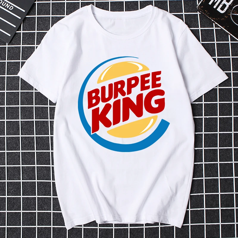 Male Summer Short Sleeve T Shirt Men Workout Burpee King T-shirt Funny Letter Print Tops Birthday Gift for Boyfriend Husband Dad