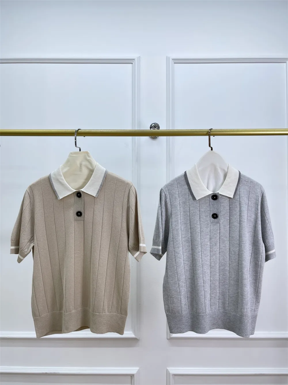 

High Quality Summer New Women's Polo Collar Lightweight Knitted lapel Breathable Short Sleeved T-shirt Top