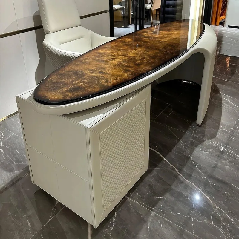 Modern minimalist study room light luxury solid wood computer desk and chair combination