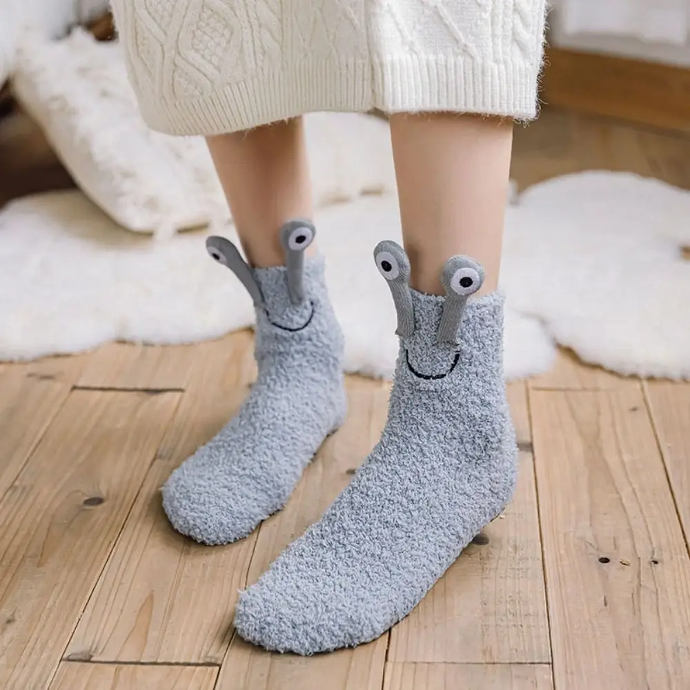 

Funny 3D Eyes Funny Tube Socks Cartoon Thicken Warm Winter Floor Socks Women Hosiery Mid-Calf Coral Fleece Socks Winter
