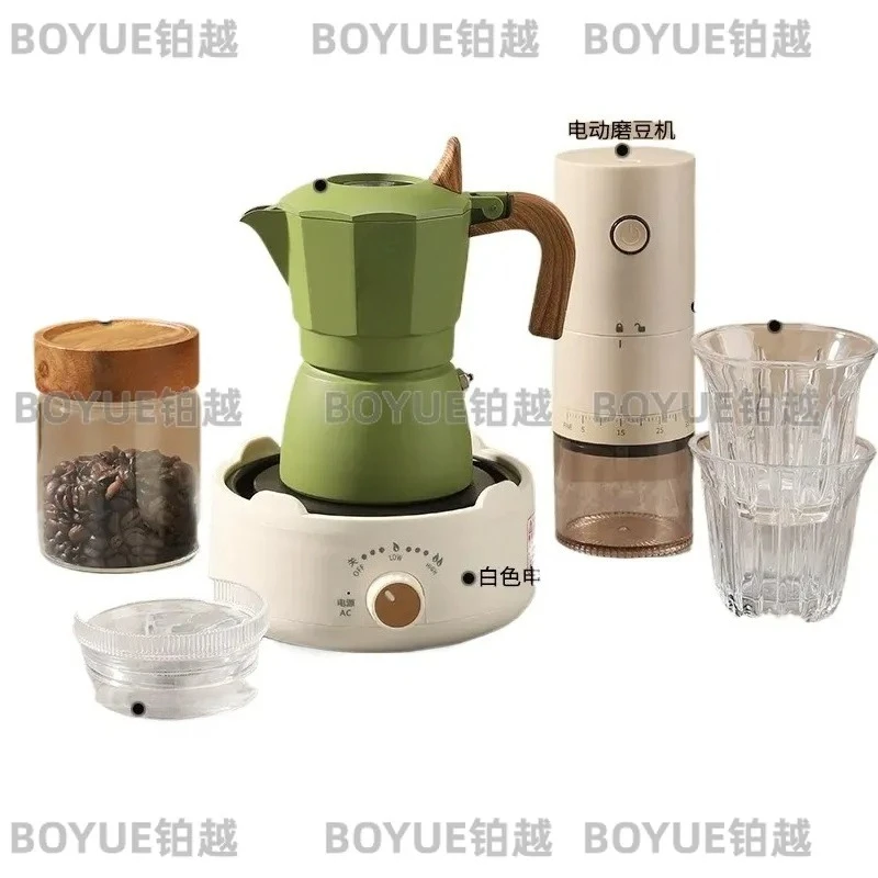 Double Valve Moka Pot Set 9 Piece Stovetop Espresso Maker Household Coffee Brewing Kit Aluminum Percolator Manual Machine