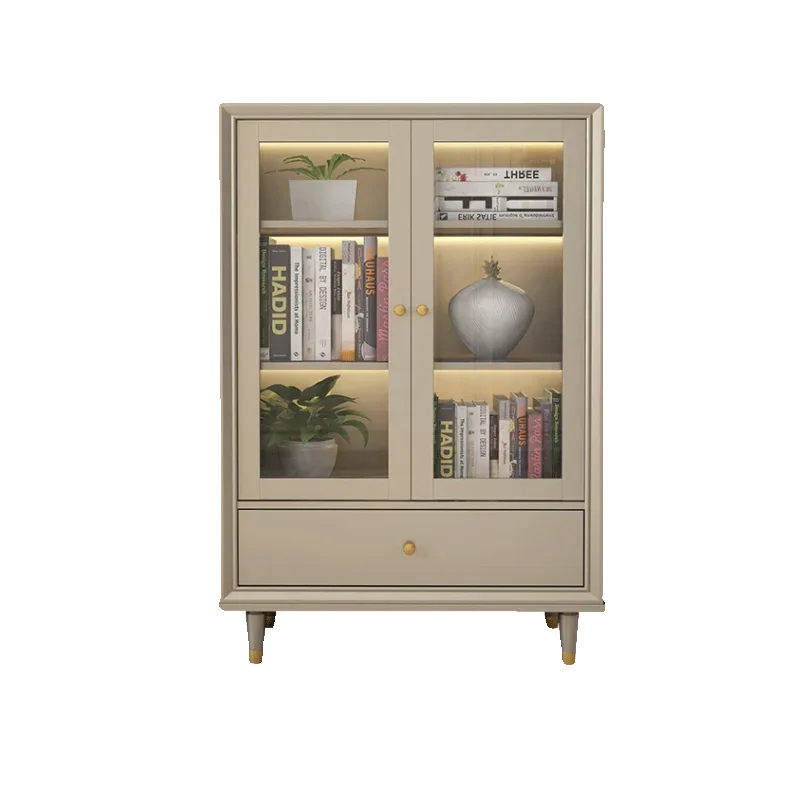 

Small apartment living room solid wood wine cabinet household new wall high-end TV side cabinet display cabinet custom rack