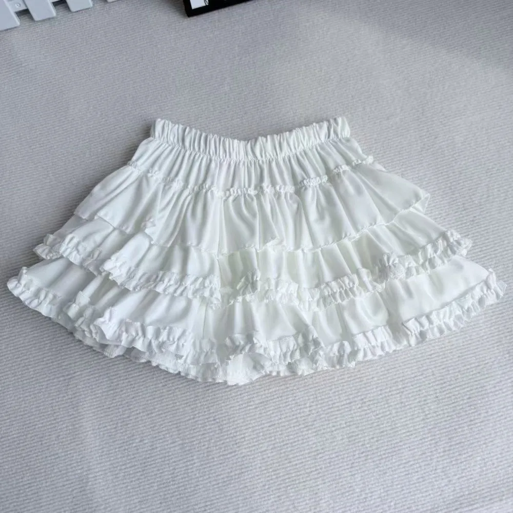 Y2K High Waist Pleated Bubble Skirt Ruffle Hem Short A Line Skirt Casual A Line Balloon Skirt Women Fashion