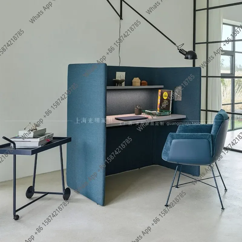 X36 Modern Minimalist Semi-enclosed Soft Package Single Open Workstation With Screen Partition Office Space Shared Computer Desk