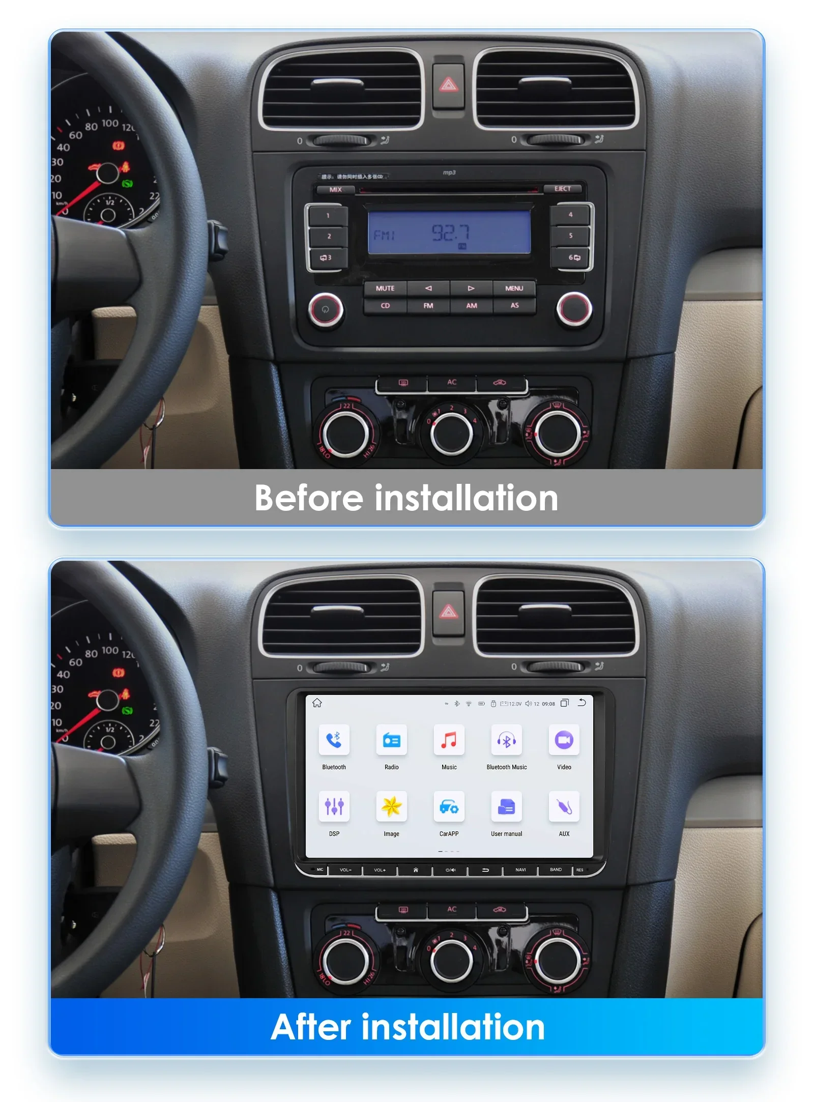 Radio con GPS para coche, reproductor estéreo con Android 12, 8G, 128G, Navi, para VW, Seat, POLO, GOLF 5, 6, POLO, PASSAT, CC, B6, TIGUAN, TOURAN, EOS, SHARAN 2