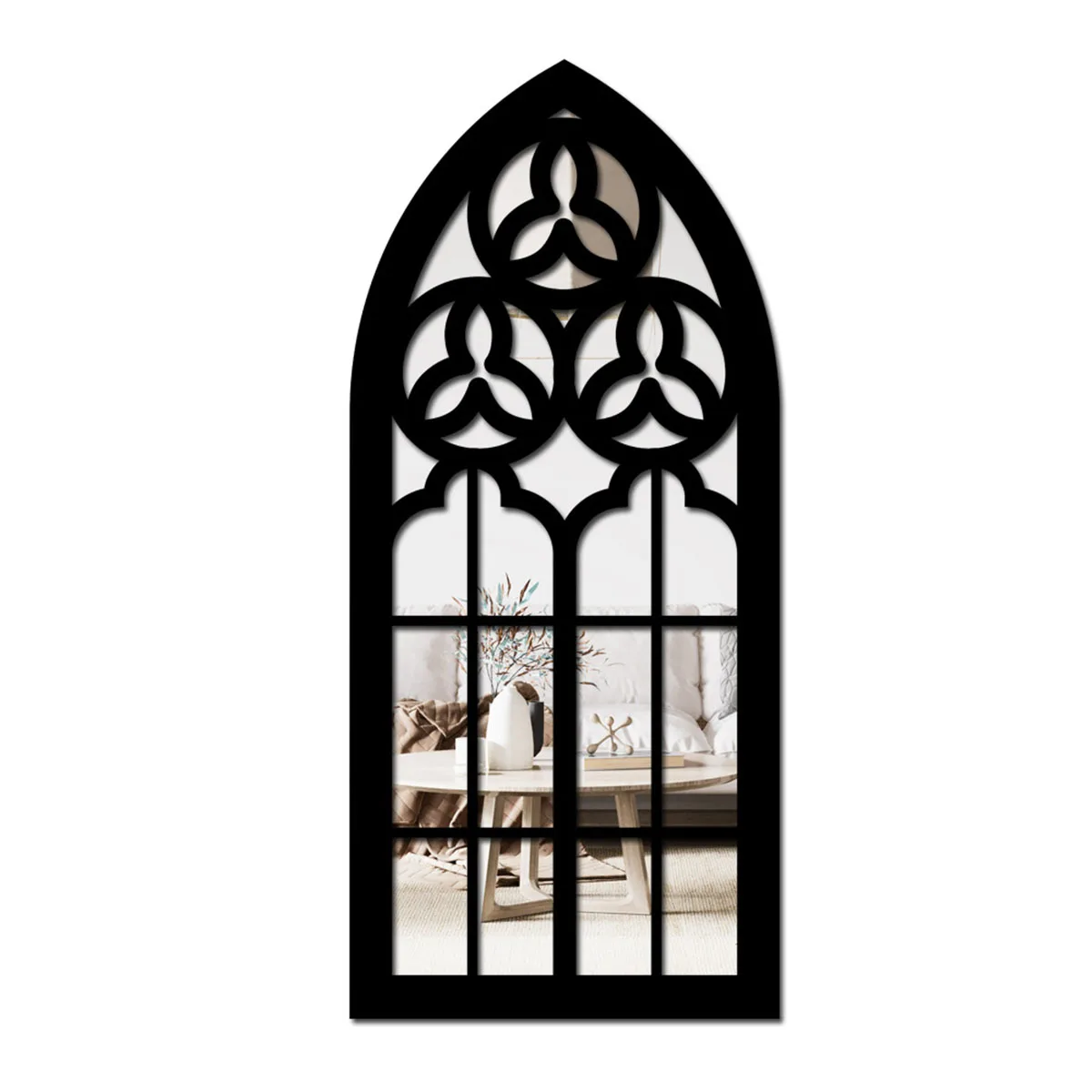 

Window Pane Wood Farmhouse Wall Mirror, Rustic Window Frame Vintage Decor, Kitchen, Bedroom, Living Room Entryway Hallway Mirror