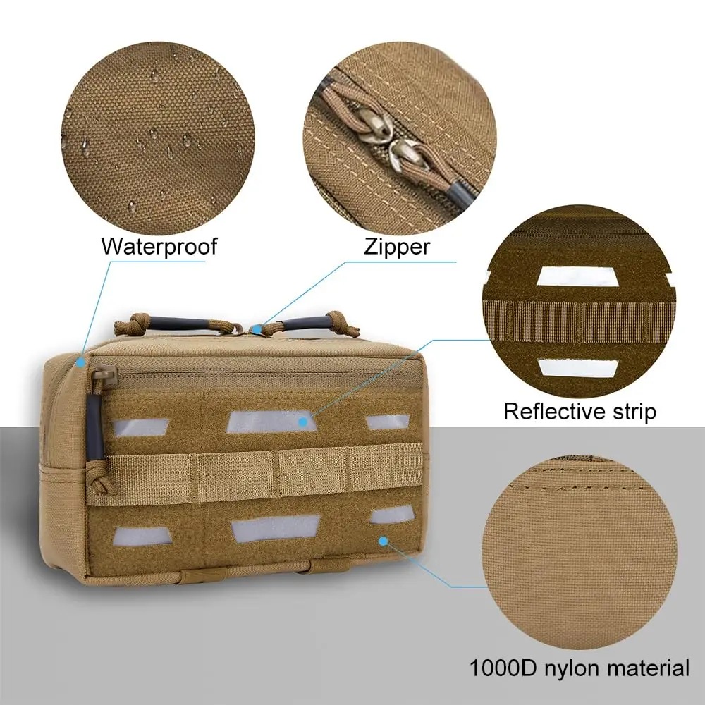 

1000D Tactical Molle Admin Pouch Versatile Utility Pouch with Reflective Strips Mini military Belt Pouch for Outdoor Hunting
