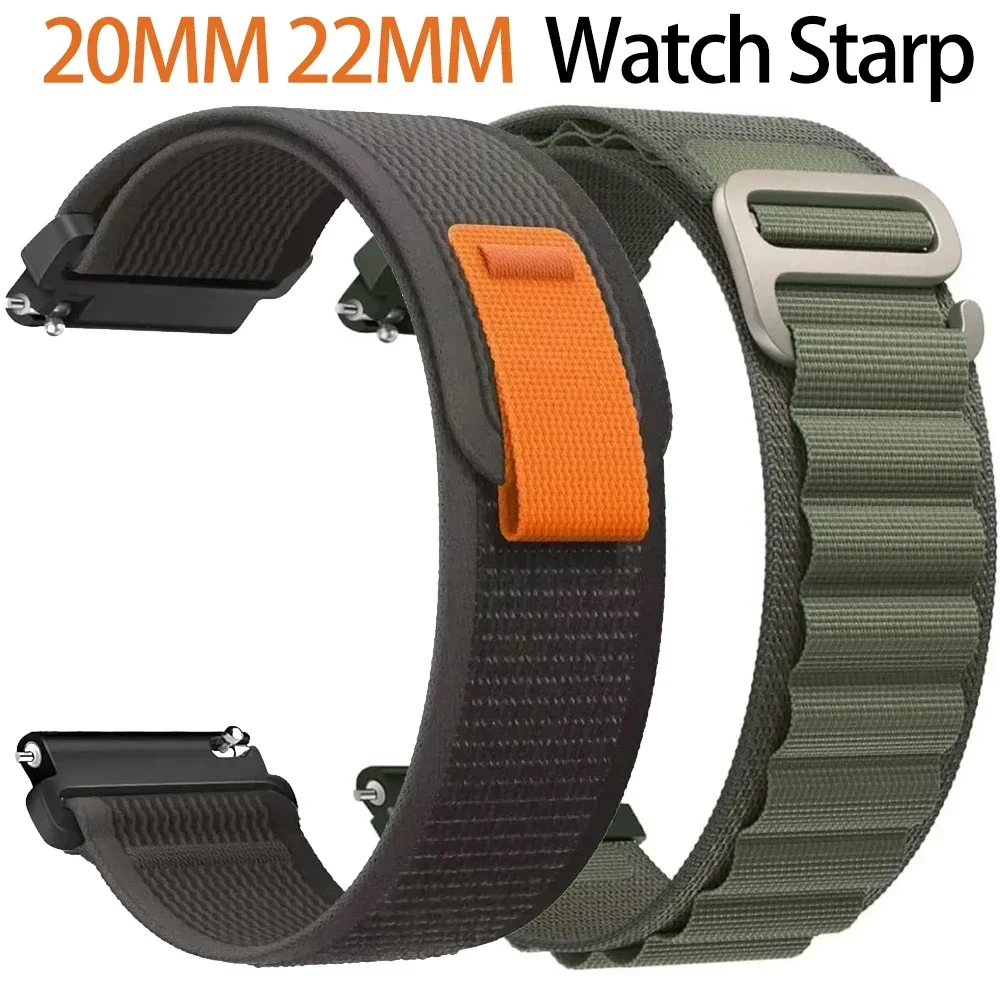 

Ремешок 20 мм 22 мм для Samsung Galaxy Watch 4 5 6 7 Classic Gear S3 Active 2, нейлоновая петля correa, браслет Amazfit GTS 2 3 4 mini 2030