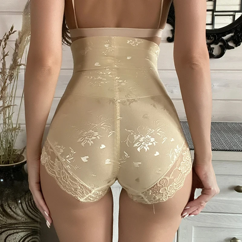 Shaper per il corpo in pizzo con mutandine con cerniera doppio controllo della pancia donna Shapewear vita Trainer Butt Lifter perdita di peso