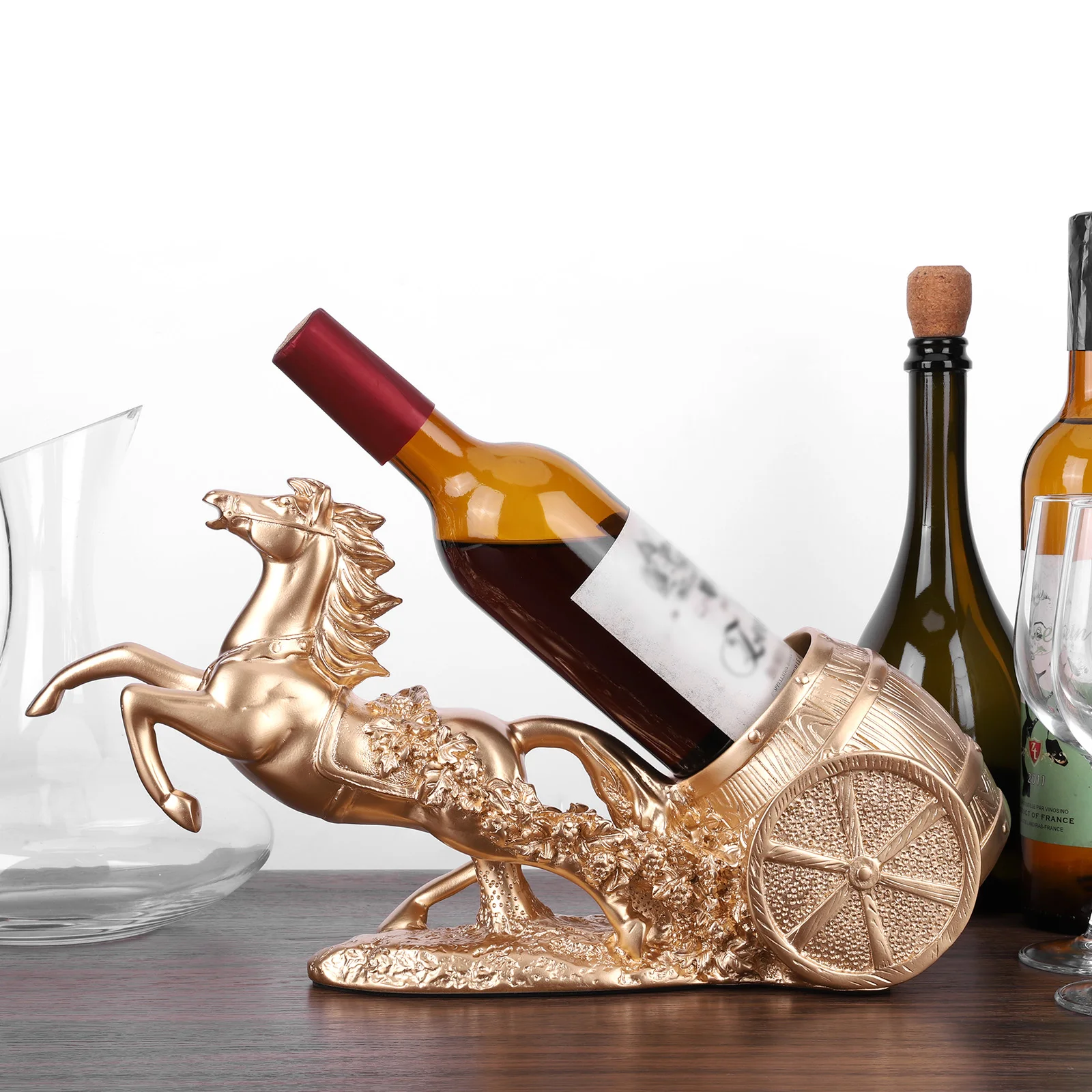 

Horse Sculpture Wine Rack Freestanding Wine Bottle Holder Statue Wine Display Stand for Wine Lovers Restaurant Decor