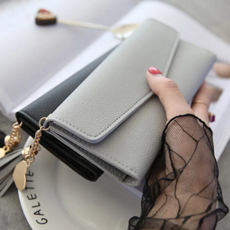 Brand Designer Coin Cluth Purses Leather Wallets Women Long Tassel Luxury Clutch Phone Wallets Credit Card Holder Money Bag