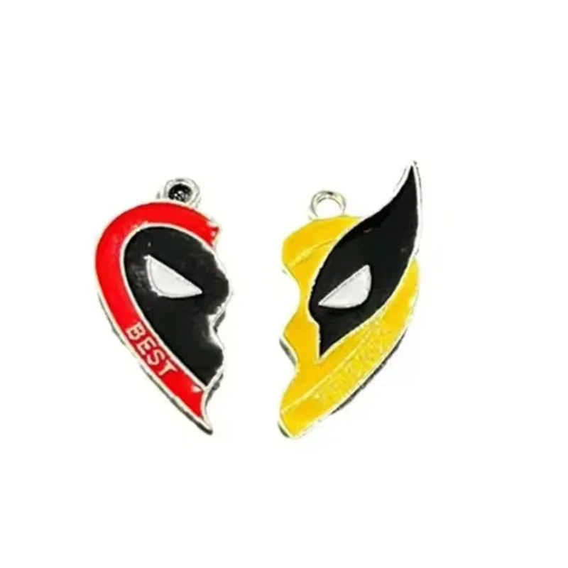 Marvel Movie Deadpool and Wolverine Pendant Best Friends Keychain Pendant Disney Handmade Earrings Accessories Birthday Gift