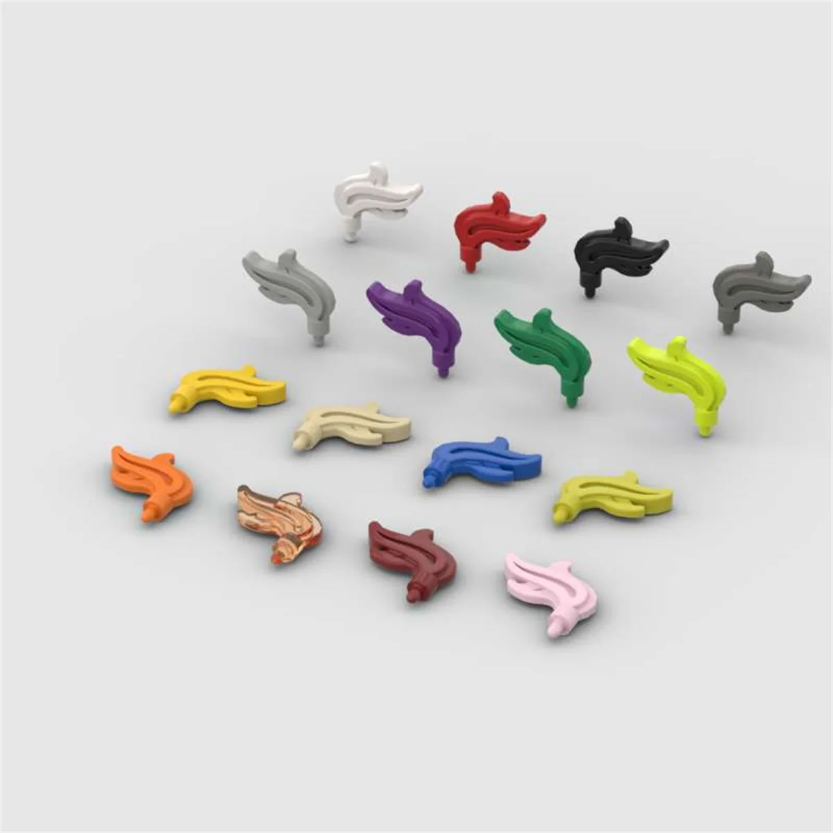 10 Stück Puzzle-Teile 64647 Feder-Dreifach-Bausteine Set Flammen-Wasser Kleine Pin-Bausteine Spielzeug Kindergeschenk