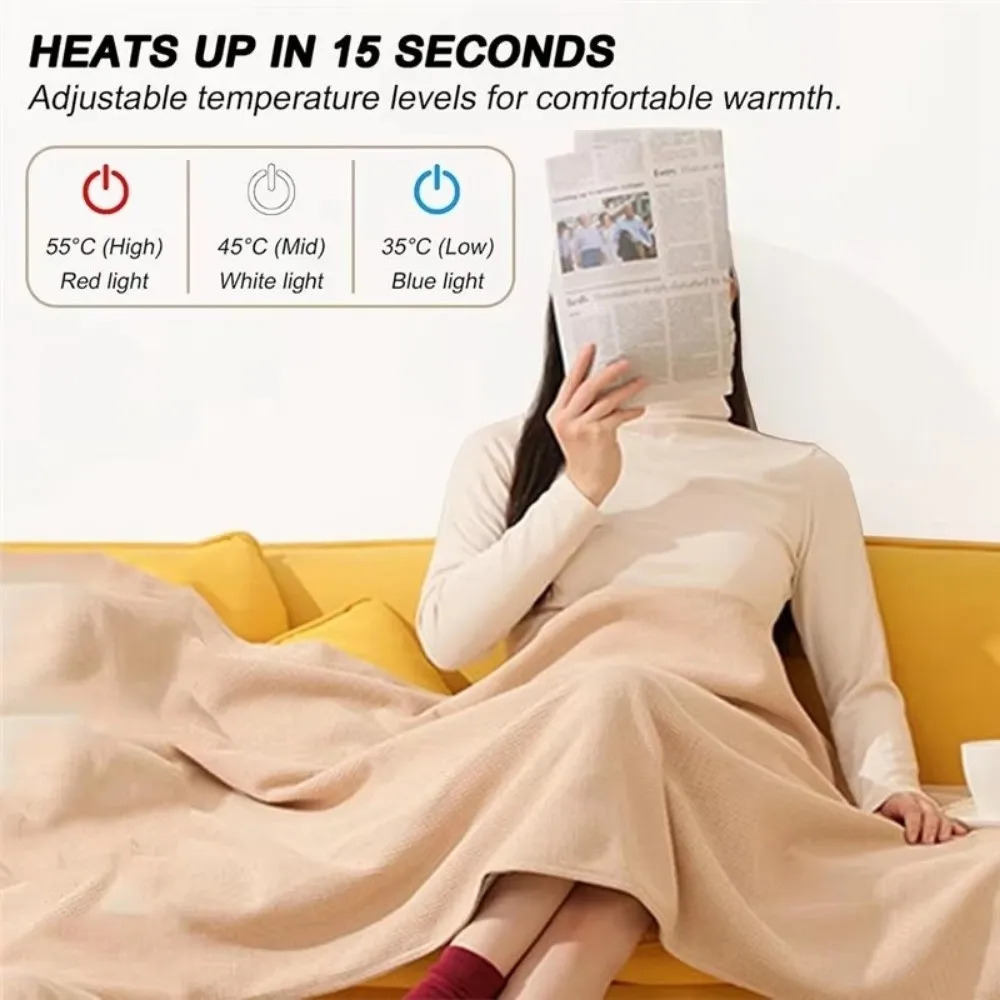 

Зимнее одеяло унисекс, удобное электрическое одеяло с USB-подогревом, носимое моющееся теплое шаль для офиса, кемпинга, домашнего использования