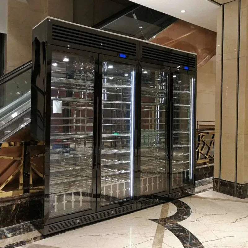 

Custom. Modern living room home stainless steel wine display cabinet storage luxury furniture wine cellar for restaurant hotel