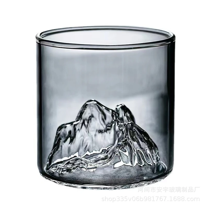 3D Landscape Cup Wine Whiskey Beer Tea Coffee Cup Glassware Mountain Crystal Glass for Drinking Bourbon Scotch Cocktails