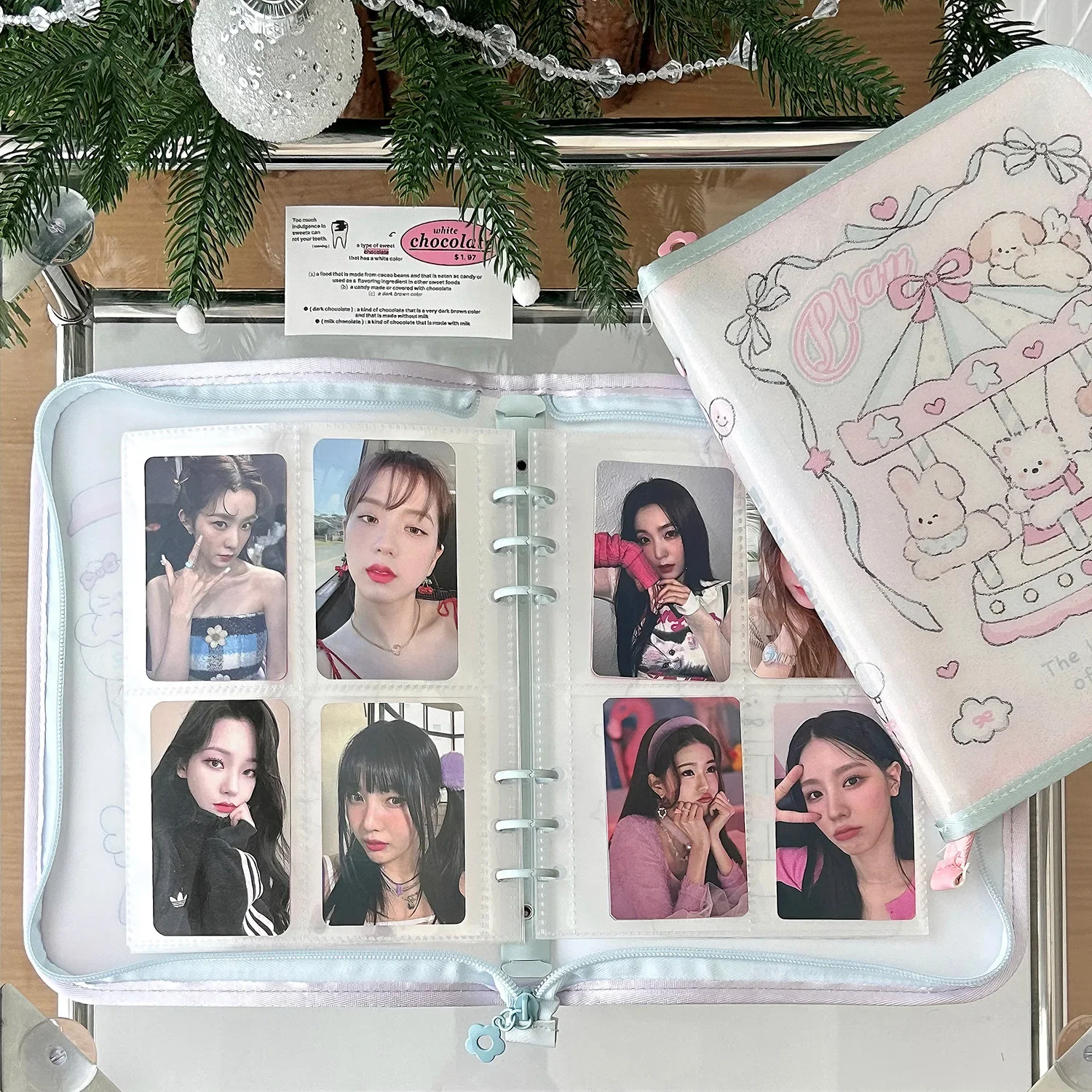 IFFVGX Kawaii A5 سستة الموثق حامل بطاقة الصور Kpop المعبود ألبوم الصور جمع كتاب القرطاسية المدرسية ألبوم الفقرة Fotos پوتوكاروداد باين أكثر