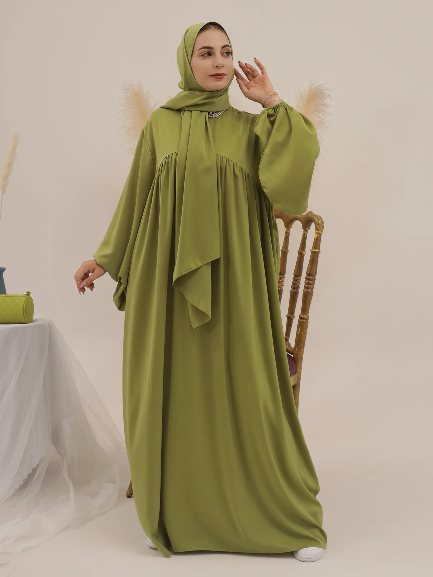 Eid Abaya Dress for Women Loose Maxi Dresses Set with Scarf Woman Party Abayas Ramadan Saudi Arabic Robe Caftan Vestido Kaftan