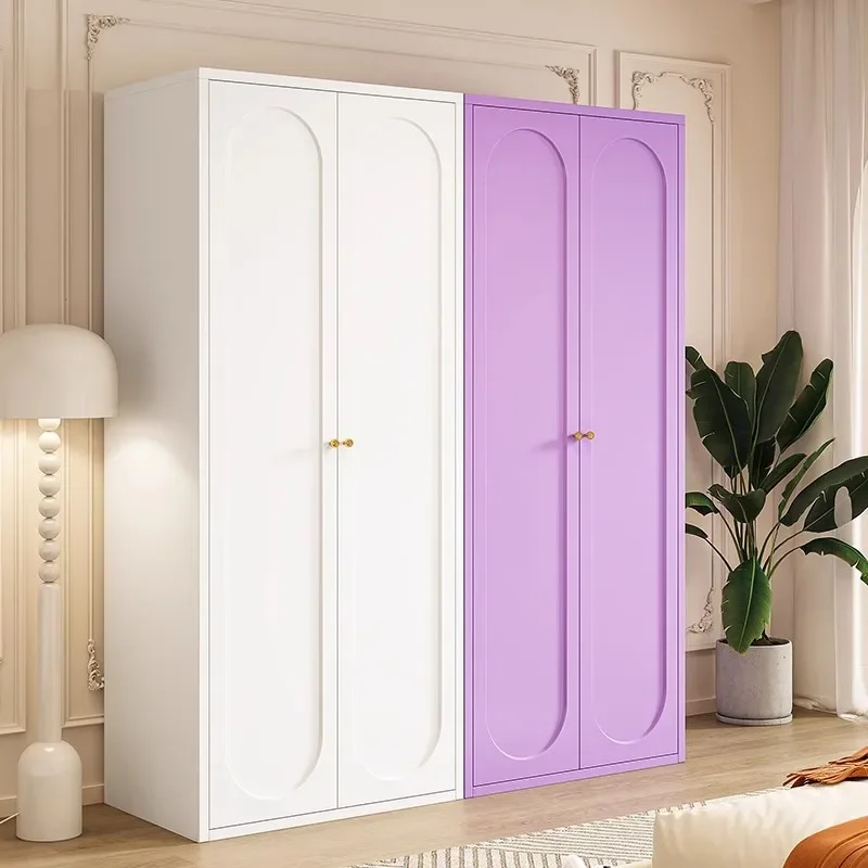 

French Wardrobe Cream Wind Steel Home Bedroom Children's Wardrobe Modern Metal Iron Sheet Iron Storage