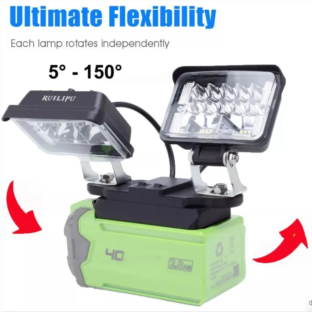 Lithium Battery  LED Work Light  for GREENWORKS 40V G-max Battery Series Powered Portable Outdoor Light  (excluding Battery)