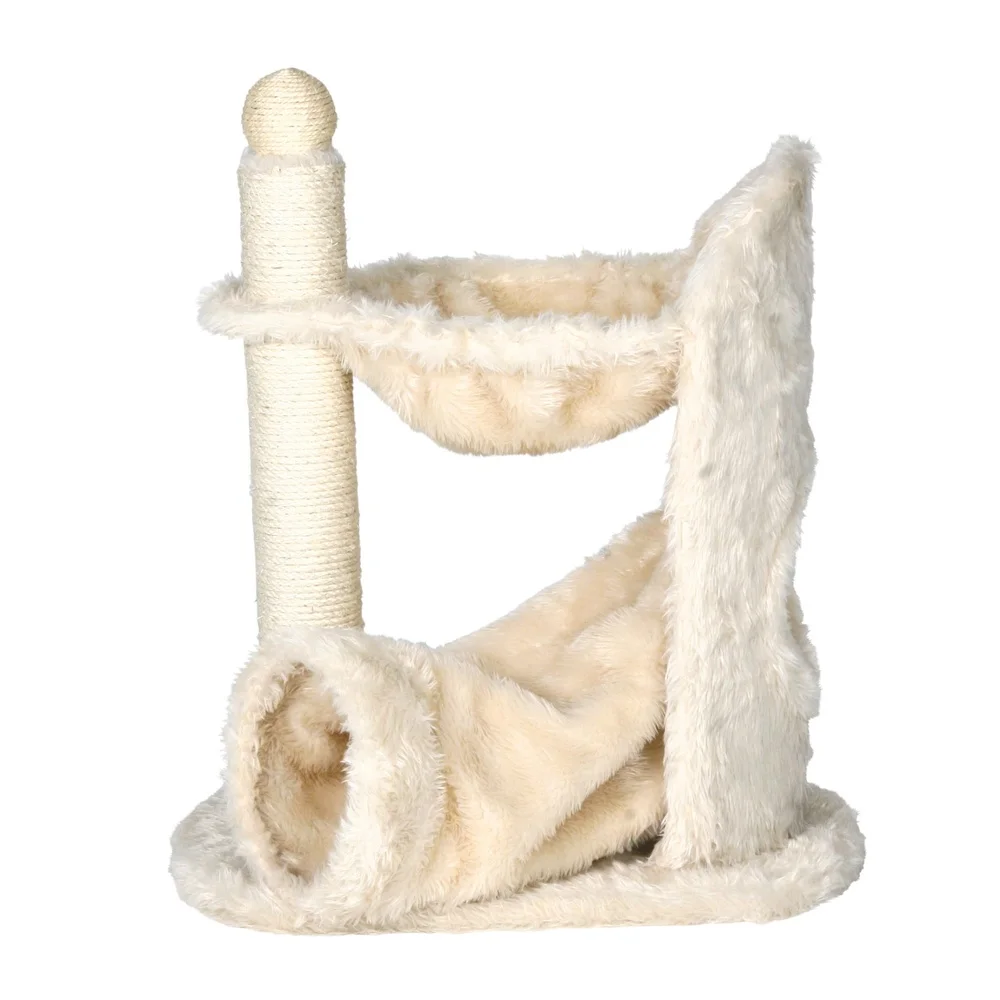 Plush Cat Tree with Scratching Posts Hammock Tunnel Interactive Cat Furniture Climbing Scratching Relaxing Indoor Play