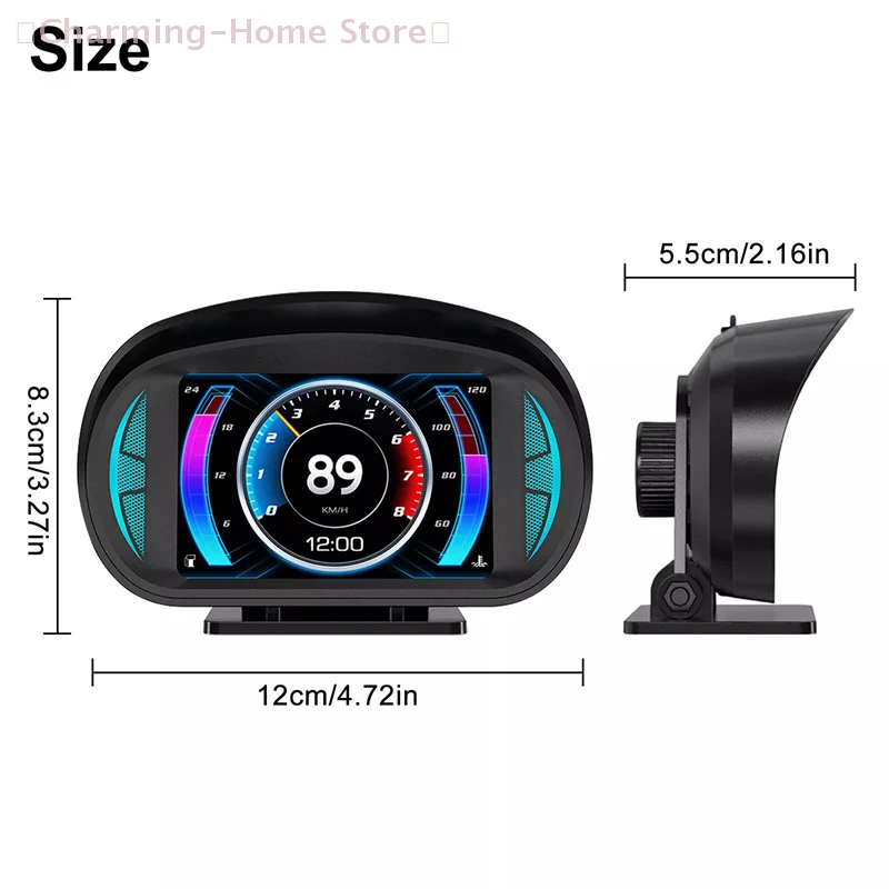 Picture 7: 【M】P2 Car Digital Speedometer OBD2 GPS HUD Gauge Auto Display Alarm Water Oil Temperature Turbine Pressure On-board Computer