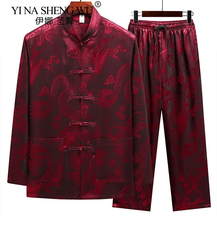 بدلة تانغ كاجوال من الحرير الجليدي للرجال بأكمام قصيرة وفضفاضة مقاس كبير ملابس صيفية على الطراز الصيني من Hanfu مجموعة ملابس تاي تشي #4