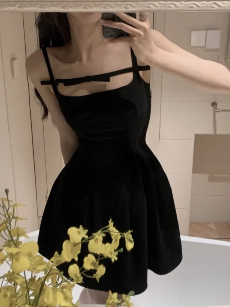 Estate Y2K Spaghetti Strap abiti da sera da sera solido elegante senza maniche Sexy a-line abito corto un pezzo Vestido Mujer