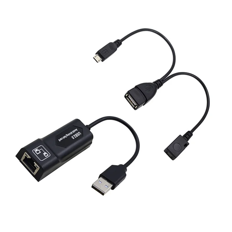 Адаптер USB 2.0 к RJ45 с адаптером Mirco OTG USB 2.0 Кабель-адаптер LAN Ethernet для Amazon Fire TV 3 или Stick GEN 2