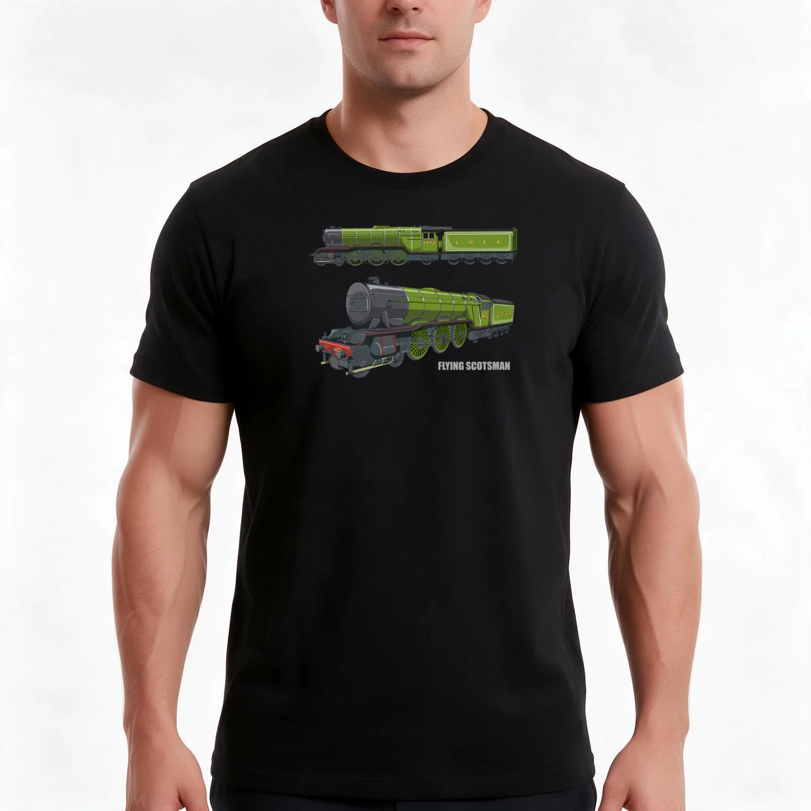 Flying Scotsman British Steam Locomotive Train Gift T-Shirt, Summer Casual Cotton Tee, Oversized Streetwear Tops, 100% Cotton
