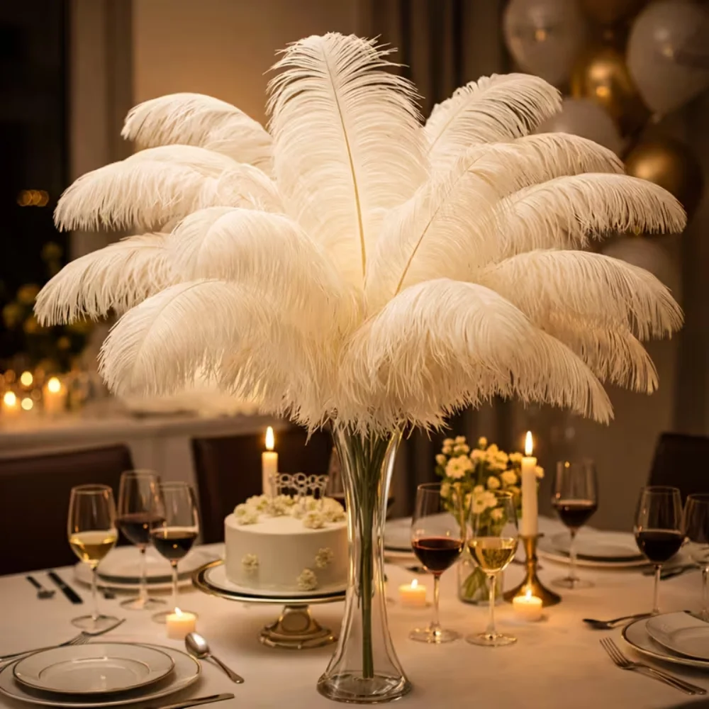 10/50/100Pcs White Ostrich Feather For Wedding Centerpieces Carnival Party Table Arrangemen 45-50CM 55-60CM Ostrich Plumes Large