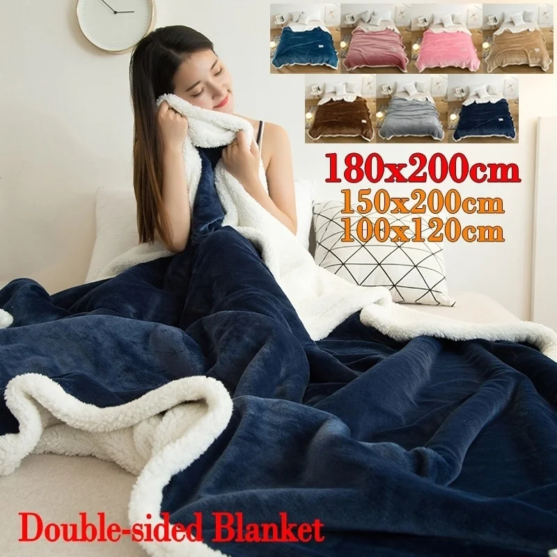 

Winter Pure Color Thickened Soft Double-sided Flannel Blanket Coral Fleece Bed Blanket Air-conditioned Warm Covered Blanket