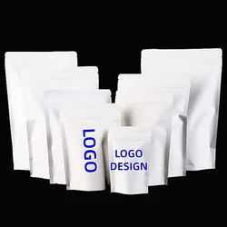 100pcs Wholesale Stand up White Paper Zip Lock Bags Resealable Party Wedding Food Snack Chocolate Heat Sealing Package Pouches