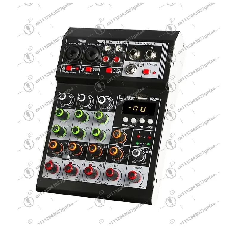 Professional Mini Mixer 4-Channel DJ Controller with USB/BT Effects Interface for Home KTV Karaoke and Mini KTV Karaoke