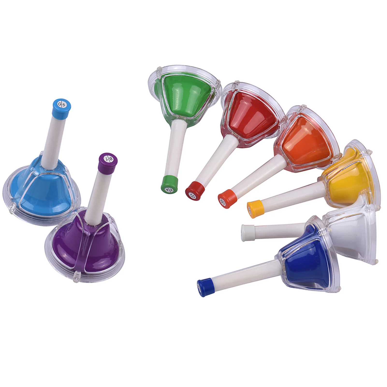 8 Note Diatonic Metal Bell Colorful Handbell Hand Percussion Bells Kit Musical Toy for Kids Children for Musical Learning Teachi