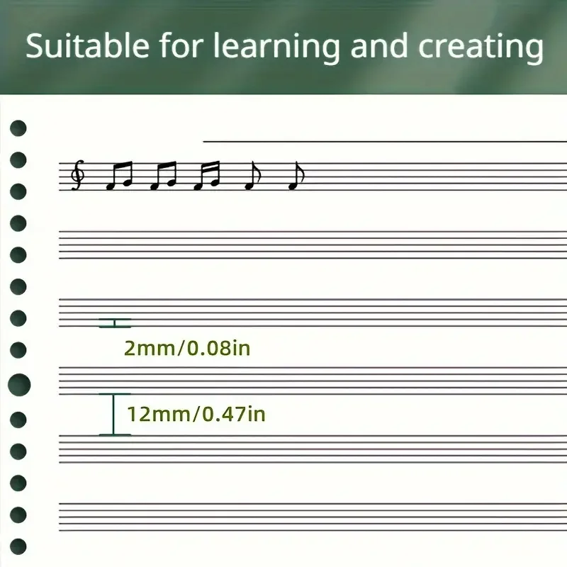 60-Blatt-B5-Notizbuch zur Musiknotation – wiederverwendbares Loseblatt-Stabpapier, doppelseitiges Übungsbuch für Musiker und Komponisten – Detail 5