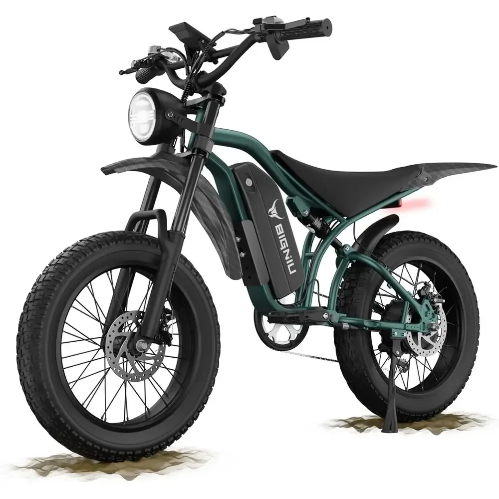 

High-Power 1200W Electric Mountain Bike with 20 Tires, 48V 15Ah Battery, 7-Speed Gears, Dual Disc Brakes