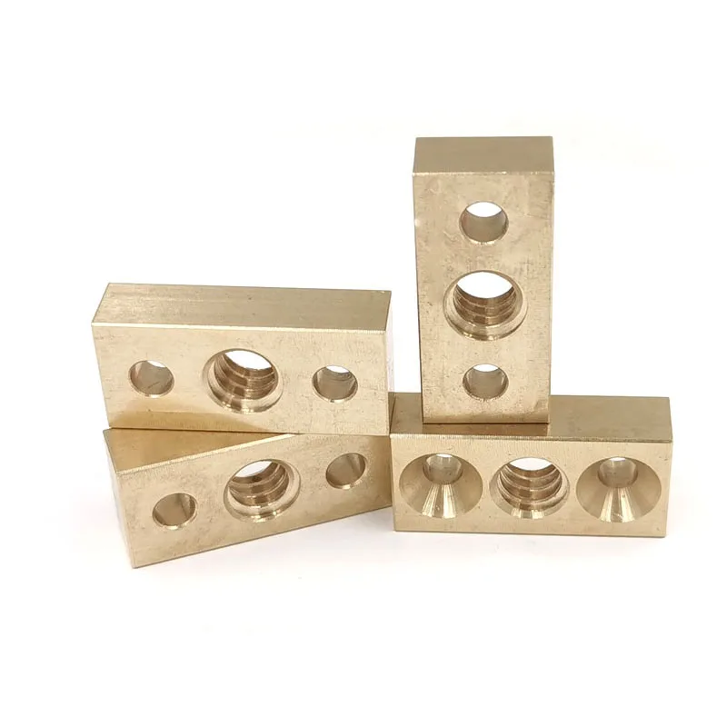 CNC machining custom brass material porous square nut connector Multifunctional square perforated nut block