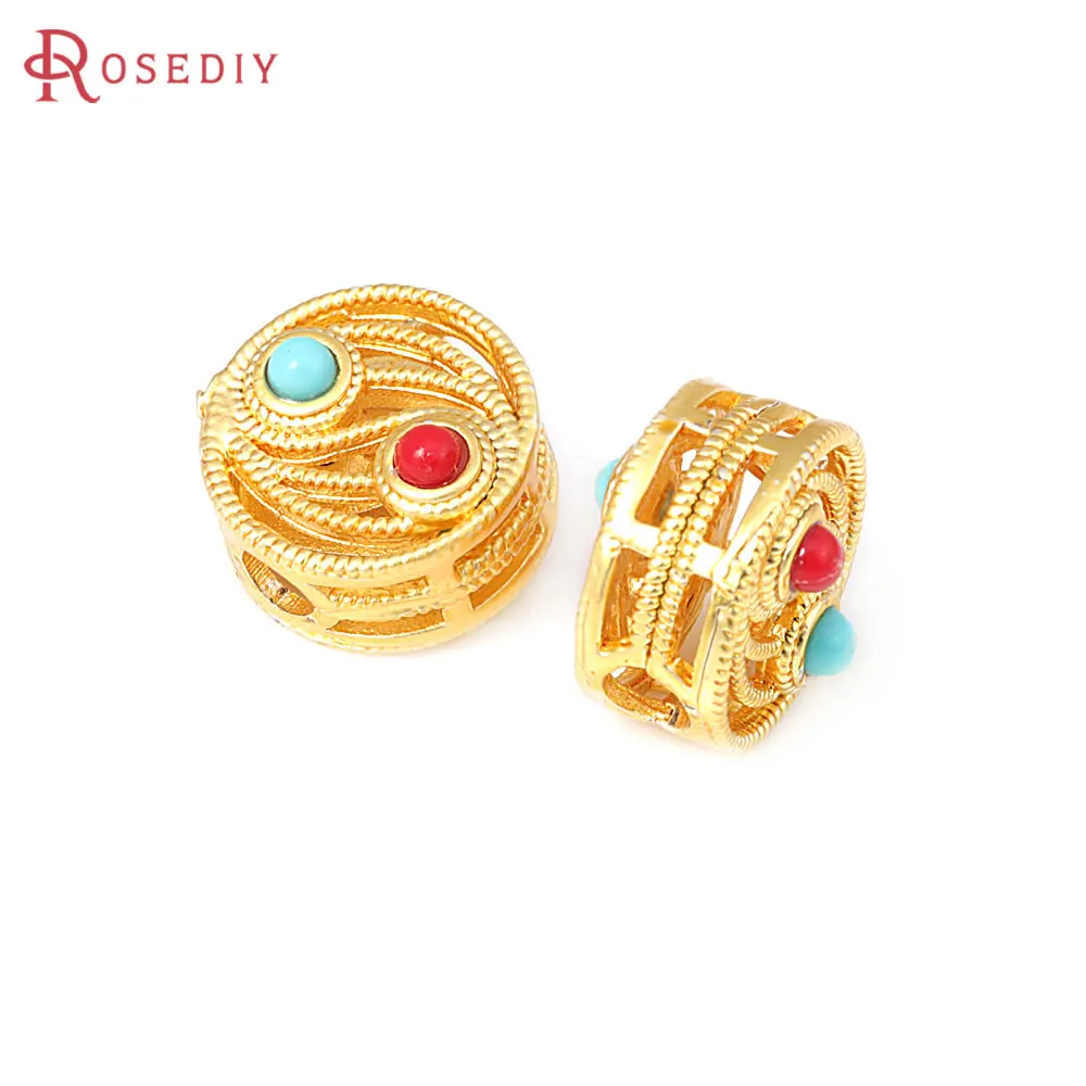 5PCS Matte Gold Color Brass Colorful Nepalese Beads Bracelets Beads Diy Jewelry Accessories Making Rosediy official-website