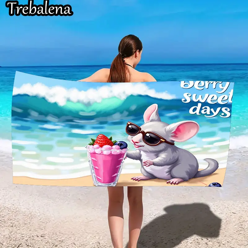 

30*60inch Ultra-Soft Beach Towel with Chill Beach Towel Cute Mouse Berry Sweet Days Style
